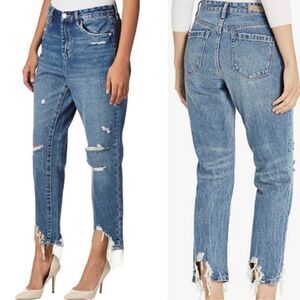 Blank NYC The Madison Crop High Rise Jeans Raw Hem Jeans Sz 28